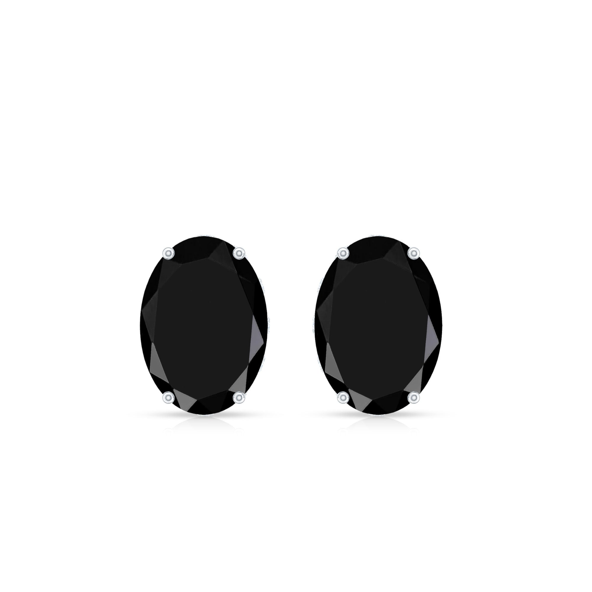 Natural 6X8mm Oval Black Onyx Earrings with Diamond