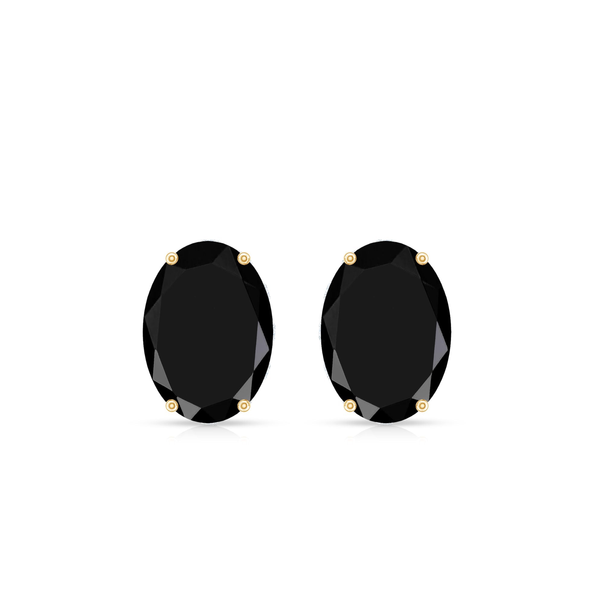 Natural 6X8mm Oval Black Onyx Earrings with Diamond
