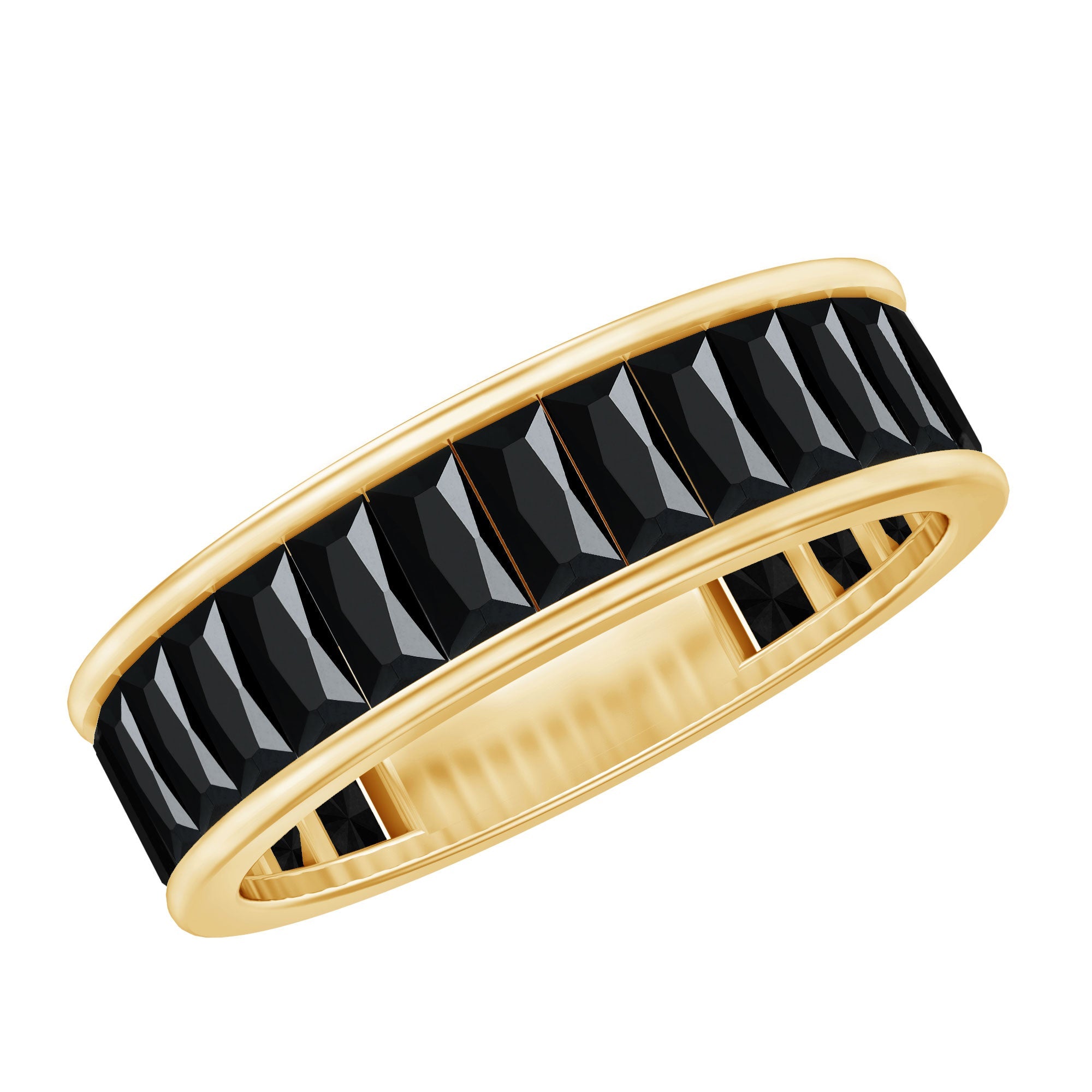 Baguette Cut Black Onyx Wedding Band in Channel Setting