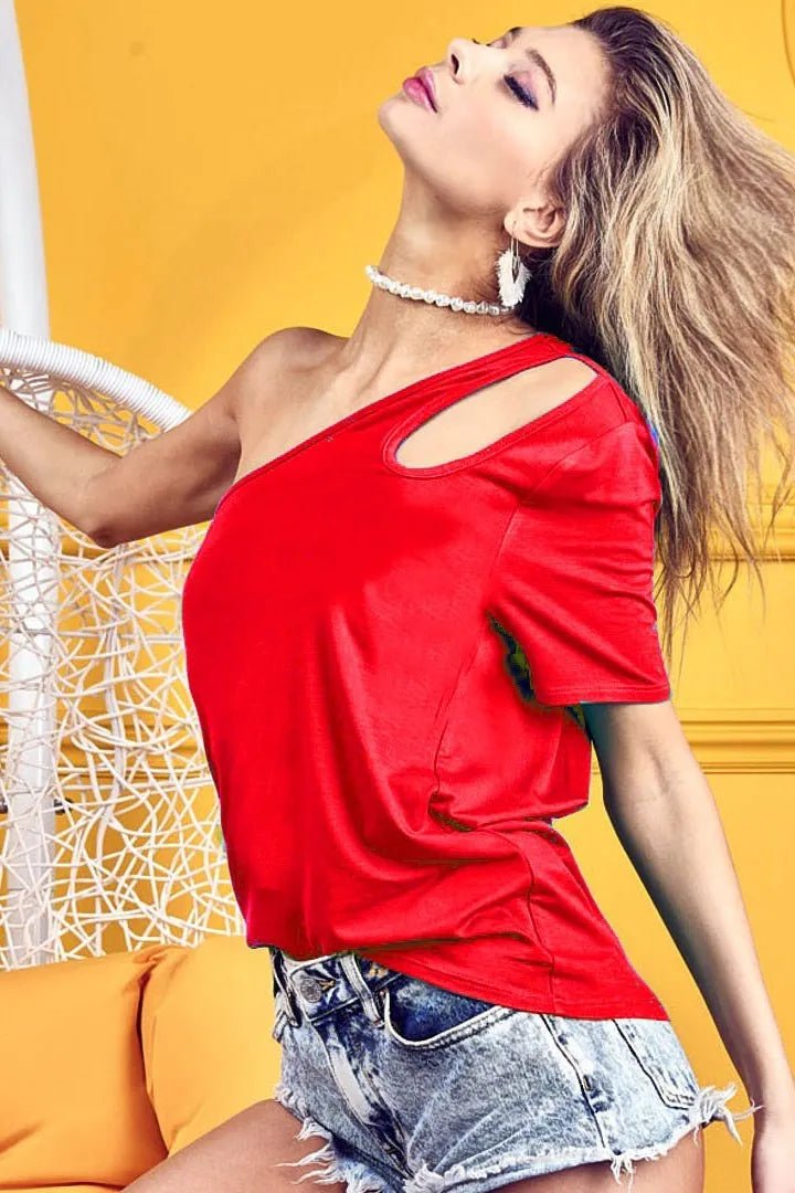 BiBi Cut Out Detailed One Shoulder Top - S. M. & Co.