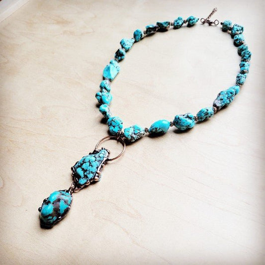 Blue Turquoise Necklace w/Soldered Turq Pendant - S. M. & Co.