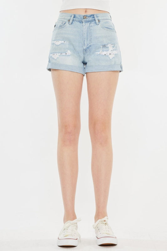 Kancan High Rise Repaired Mom Denim Shorts - AnAs Market