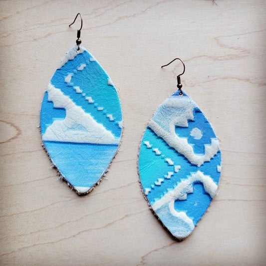 Leather Oval Earrings Pastel Navajo - S. M. & Co.