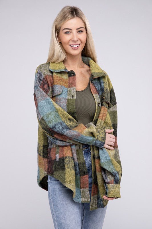 Loose Fit Buttoned Down Check Shirt Jacket - S. M. & Co.