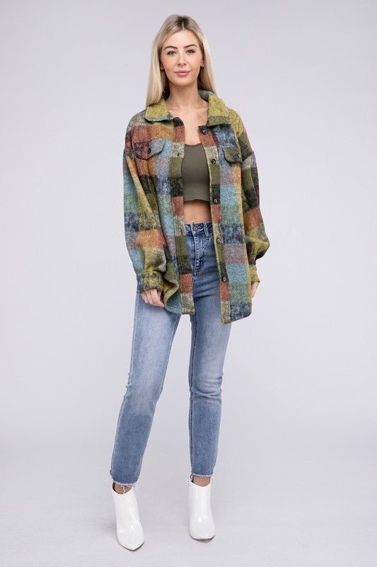 Loose Fit Buttoned Down Check Shirt Jacket - S. M. & Co.