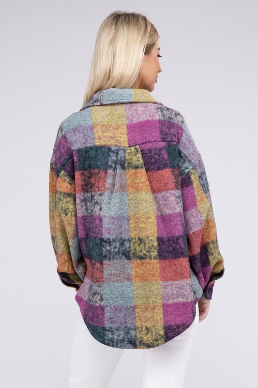 Loose Fit Buttoned Down Check Shirt Jacket - S. M. & Co.