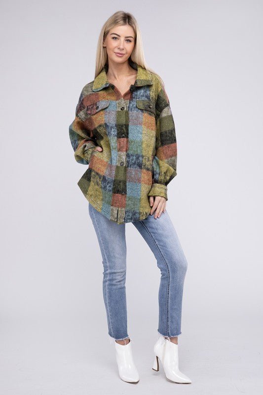 Loose Fit Buttoned Down Check Shirt Jacket - S. M. & Co.