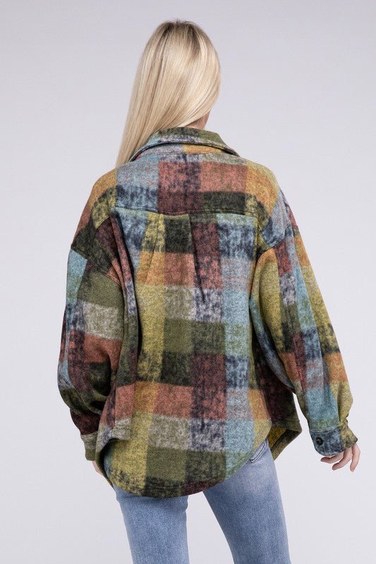 Loose Fit Buttoned Down Check Shirt Jacket - S. M. & Co.