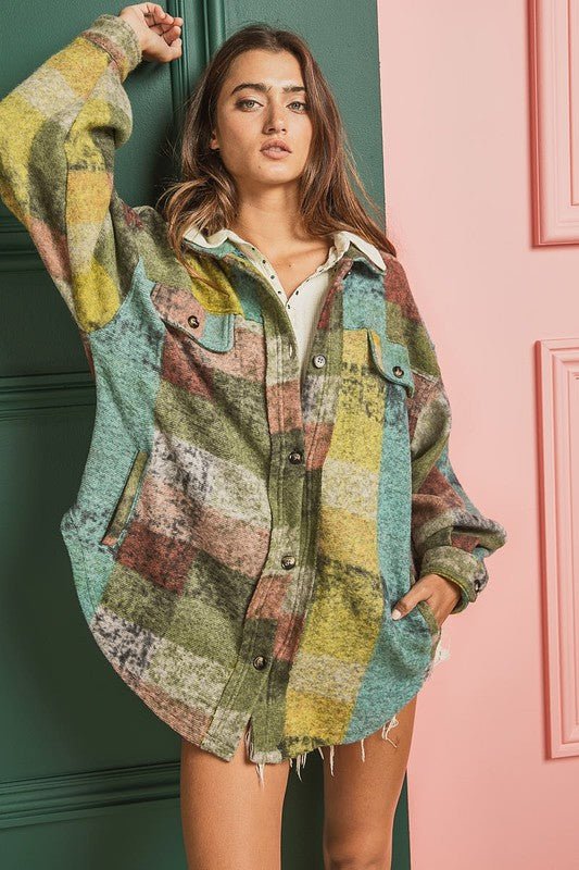Loose Fit Buttoned Down Check Shirt Jacket - S. M. & Co.