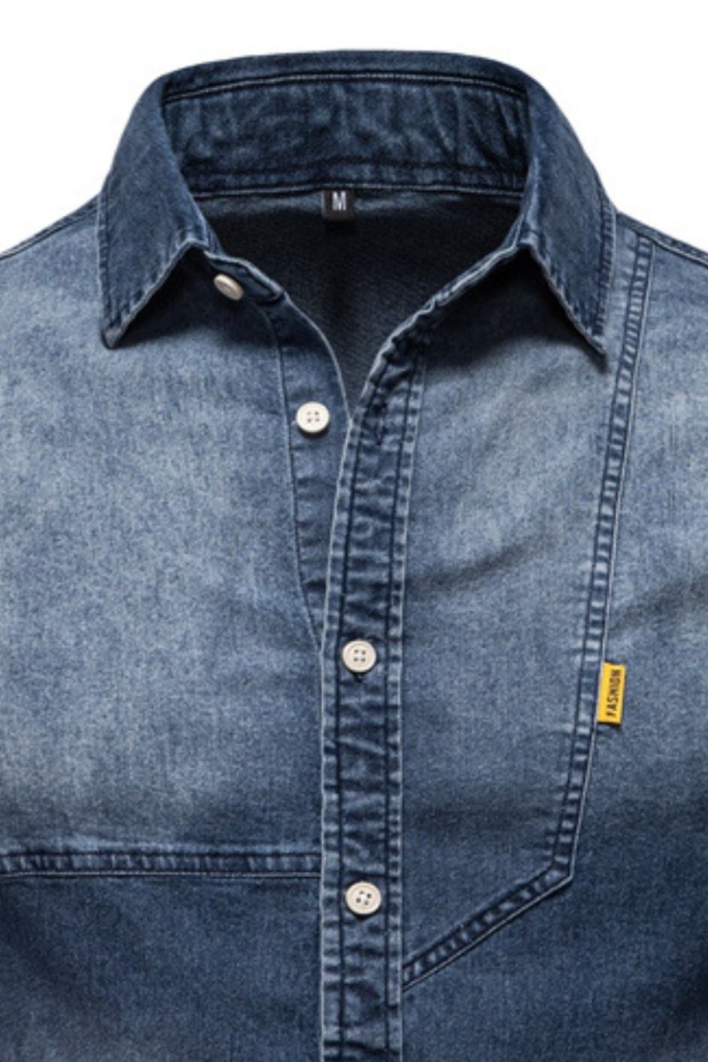 Men's Button Down Collared Neck Denim Shirt - S. M. & Co.