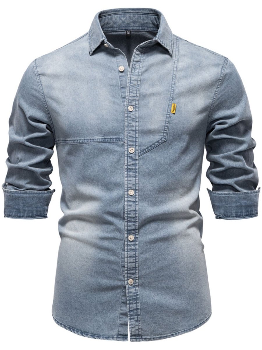 Men's Button Down Collared Neck Denim Shirt - S. M. & Co.