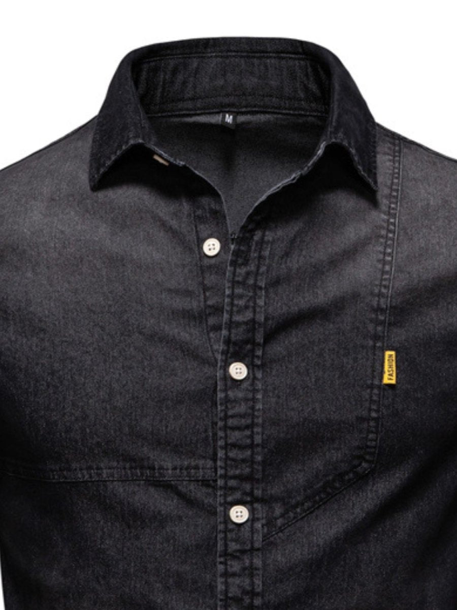 Men's Button Down Collared Neck Denim Shirt - S. M. & Co.