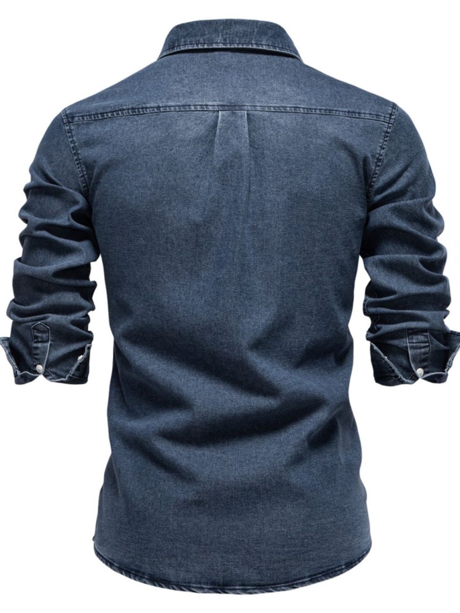 Men's Button Down Collared Neck Denim Shirt - S. M. & Co.