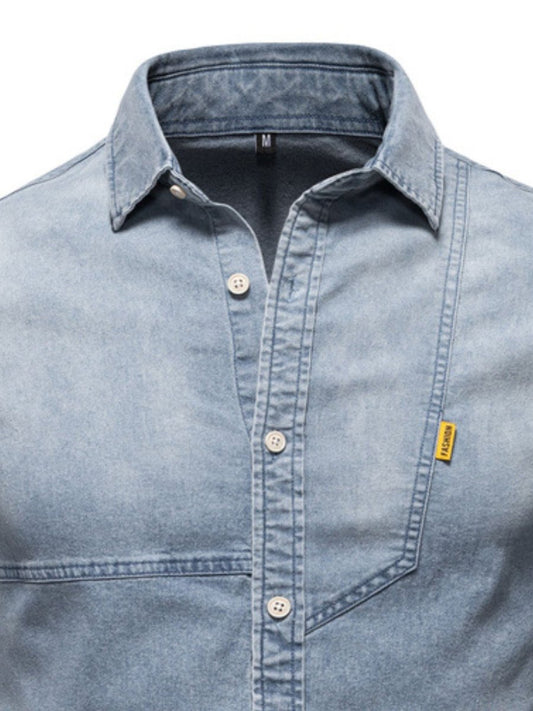 Men's Button Down Collared Neck Denim Shirt - S. M. & Co.