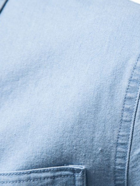 Men's Collared Neck Long Sleeve Denim Shirt - S. M. & Co.