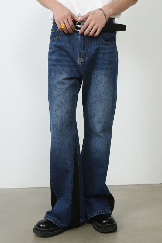 Men's Contrast Bootcut Jeans with Pockets - S. M. & Co.