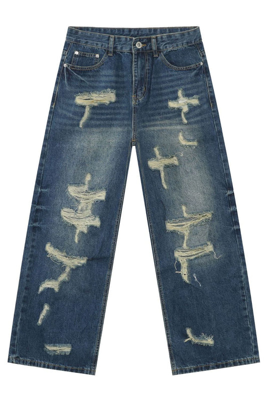 Men's Distressed Jeans with Pockets - S. M. & Co.