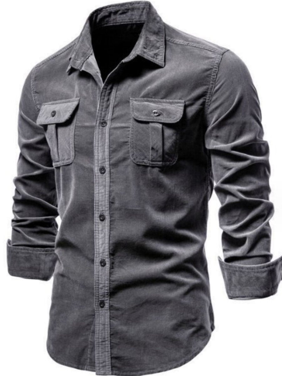 Men's Full Size Collared Neck Button Down Shirt with Chest Pockets Plus Size - S. M. & Co.