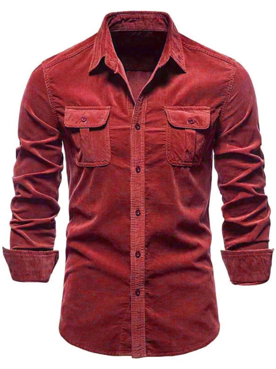 Men's Full Size Collared Neck Button Down Shirt with Chest Pockets Plus Size - S. M. & Co.