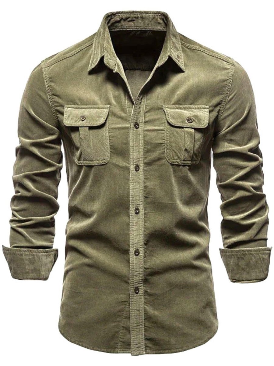 Men's Full Size Collared Neck Button Down Shirt with Chest Pockets Plus Size - S. M. & Co.