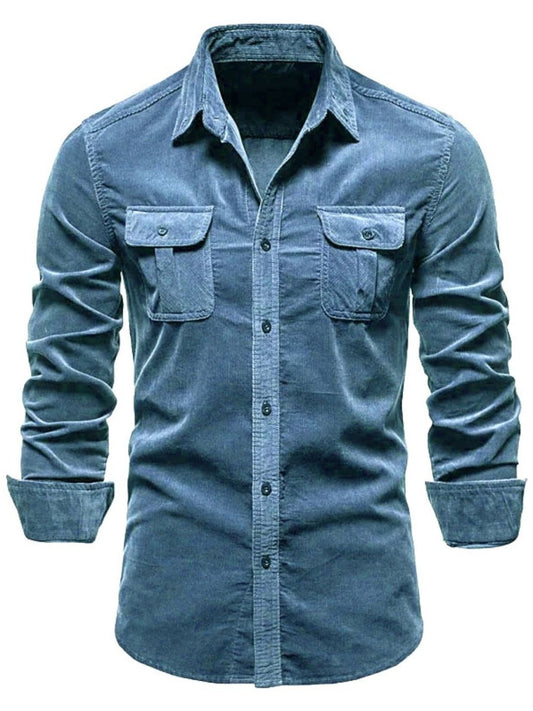 Men's Full Size Collared Neck Button Down Shirt with Chest Pockets Plus Size - S. M. & Co.