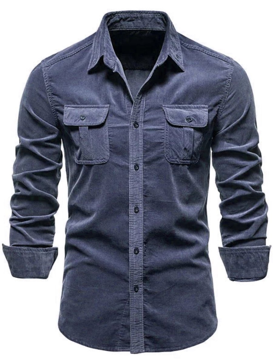 Men's Full Size Collared Neck Button Down Shirt with Chest Pockets Plus Size - S. M. & Co.