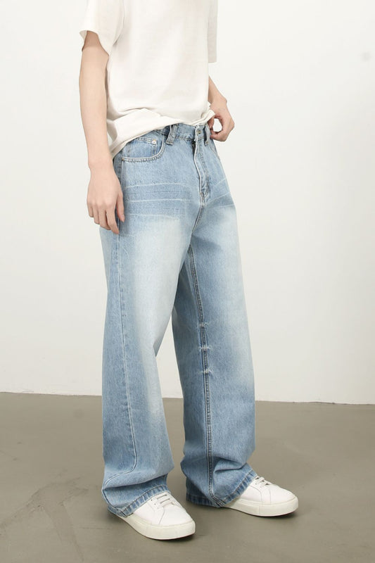 Men's Mid Rise Wide Leg Jeans with Pockets - S. M. & Co.