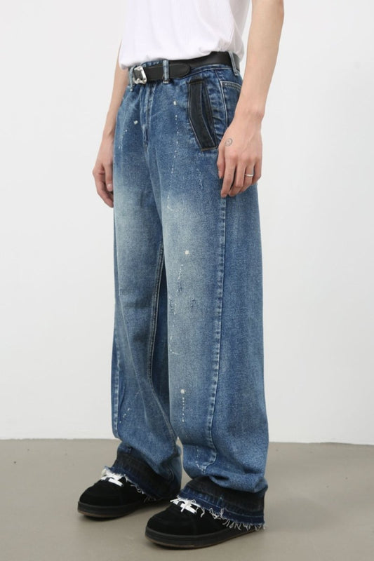 Men's Raw Hem Baggy Jeans - S. M. & Co.