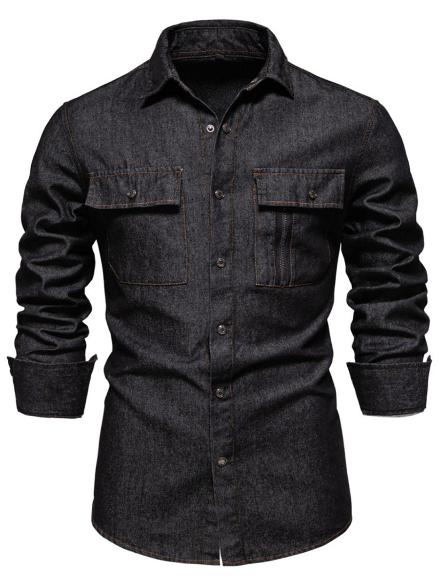 Men's Snap Down Long Sleeve Denim Shirt - S. M. & Co.