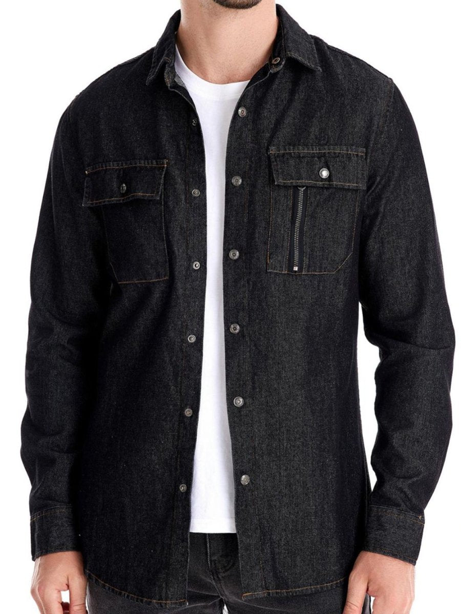 Men's Snap Down Long Sleeve Denim Shirt - S. M. & Co.