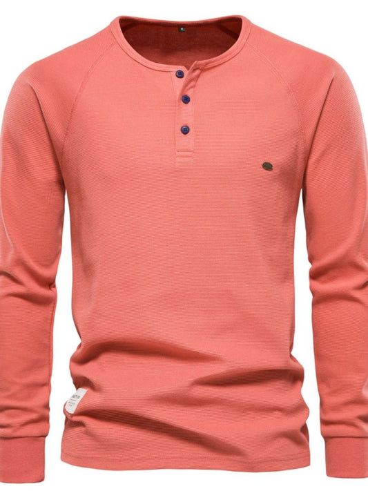 Men's Waffle - Knit Long Sleeve T-Shirt - S. M. & Co.