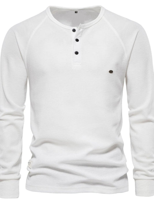 Men's Waffle - Knit Long Sleeve T-Shirt - S. M. & Co.
