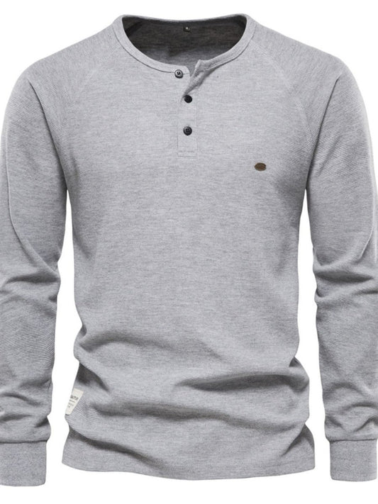 Men's Waffle - Knit Long Sleeve T-Shirt - S. M. & Co.