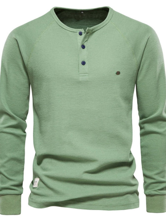 Men's Waffle - Knit Long Sleeve T-Shirt - S. M. & Co.