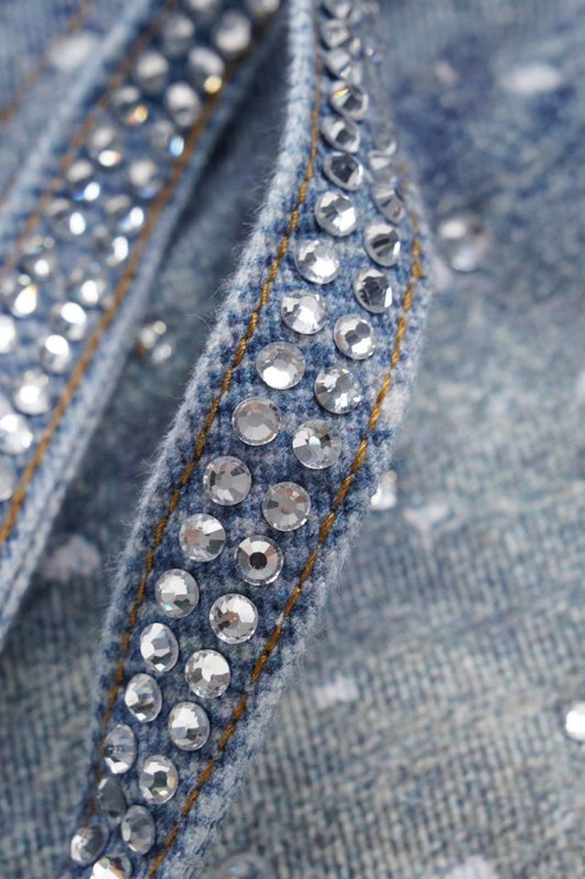 Men's Washed Rhinestone Jeans with Rhinestone Belt - S. M. & Co.