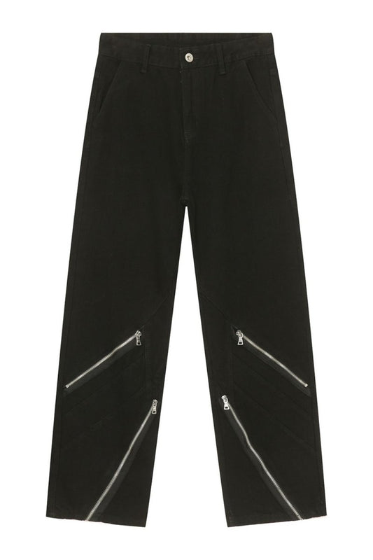 Men's Zip Decor Straight Leg Jeans - S. M. & Co.