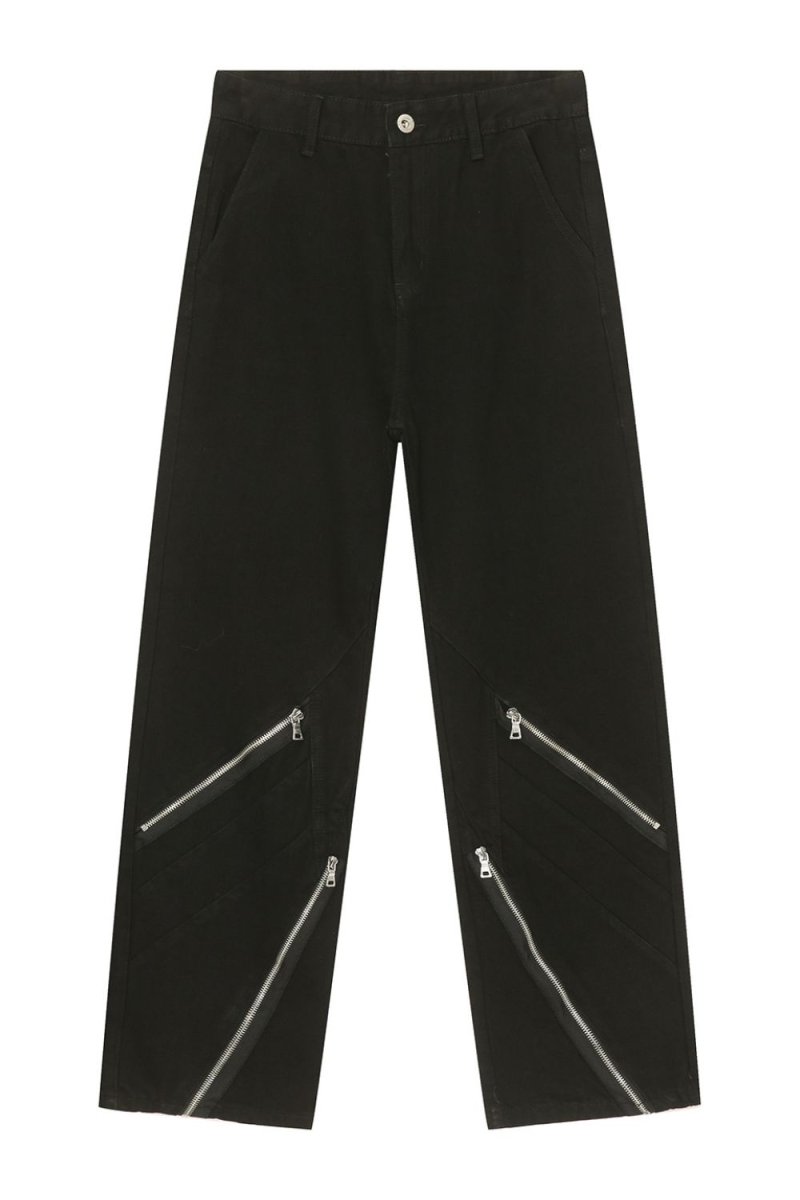 Men's Zip Decor Straight Leg Jeans - S. M. & Co.