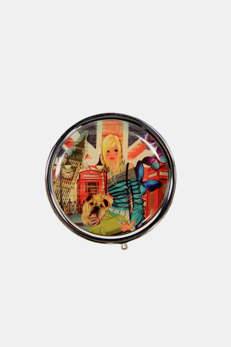 Nicole Lee USA Print Metallic Circular Large Pill Case - S. M. & Co.