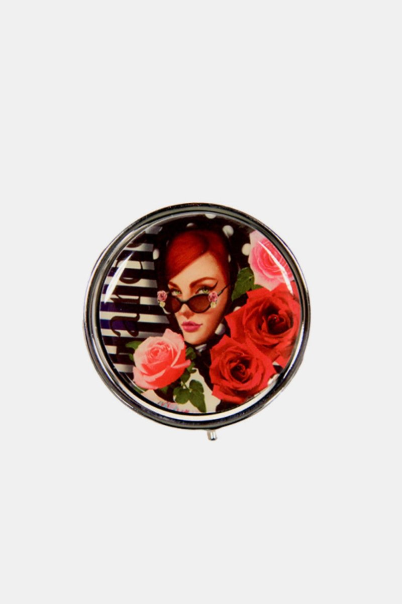 Nicole Lee USA Print Metallic Circular Large Pill Case - S. M. & Co.