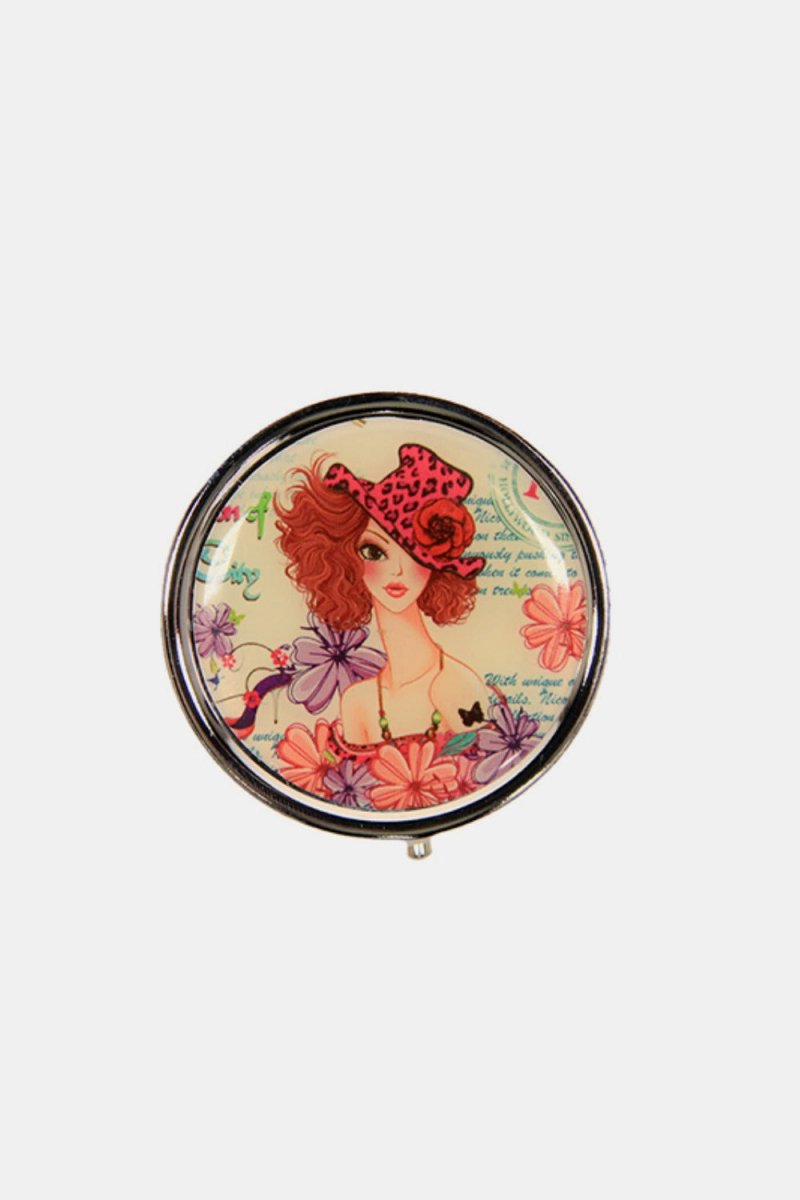 Nicole Lee USA Print Metallic Circular Large Pill Case - S. M. & Co.