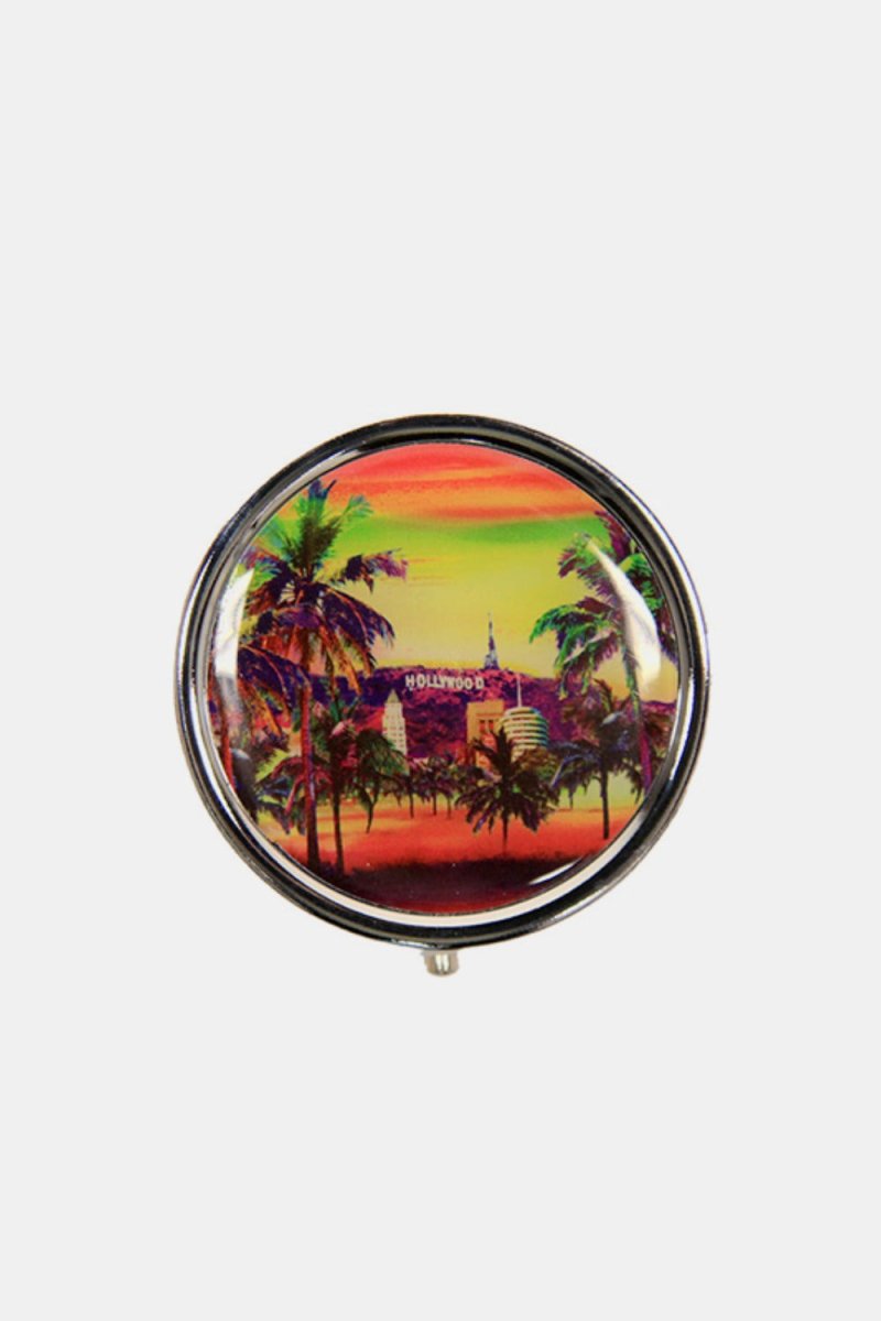 Nicole Lee USA Print Metallic Circular Large Pill Case - S. M. & Co.