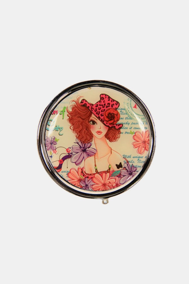 Nicole Lee USA Print Metallic Circular Small Pill Case - S. M. & Co.