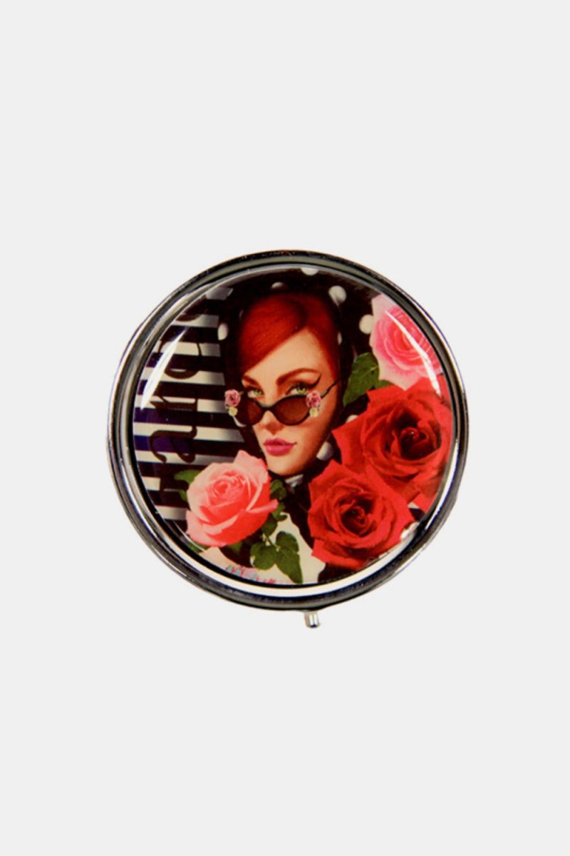 Nicole Lee USA Print Metallic Circular Small Pill Case - S. M. & Co.