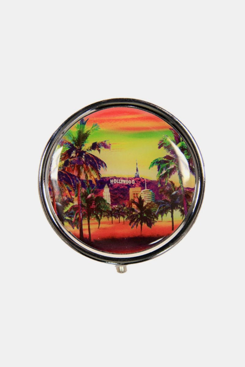 Nicole Lee USA Print Metallic Circular Small Pill Case - S. M. & Co.