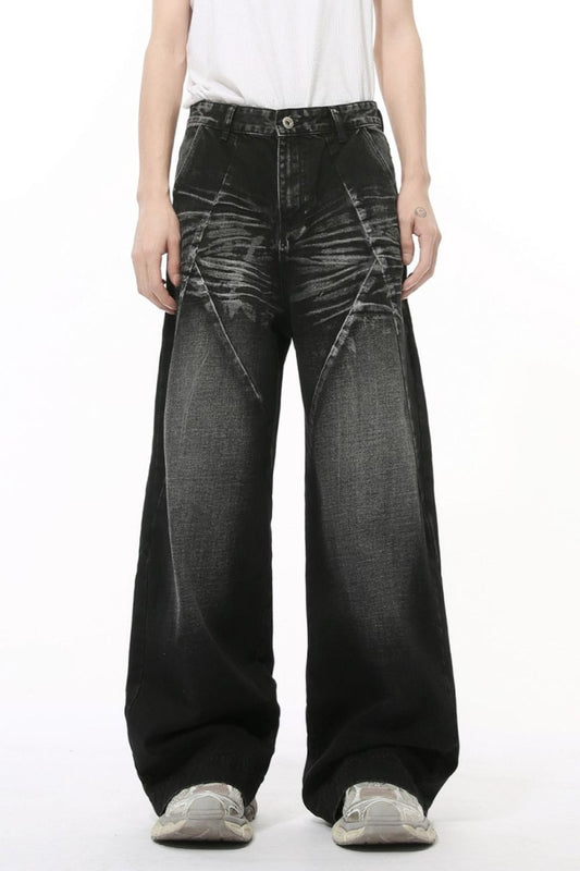 Washed Cat Whisker Straight Leg Jeans - S. M. & Co.