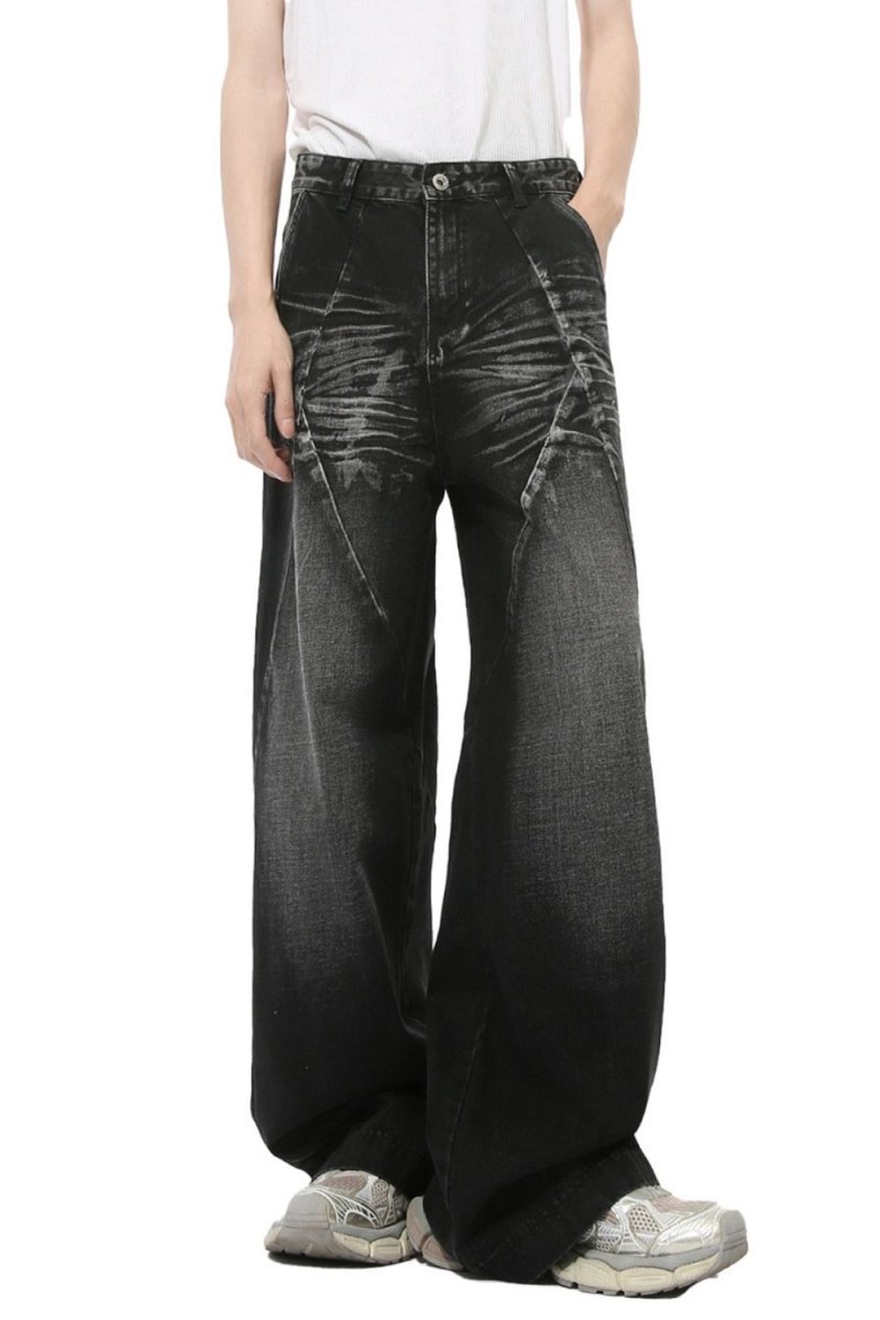 Washed Cat Whisker Straight Leg Jeans - S. M. & Co.