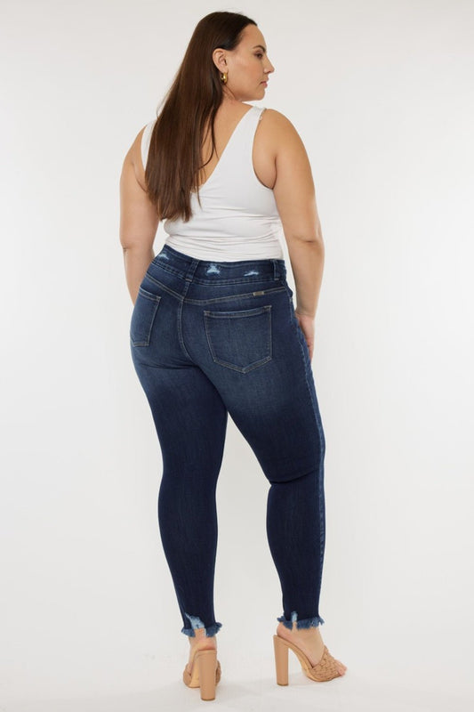 Kancan Full Size Cat's Whiskers Raw Hem High Waist Jeans - AnAs Market